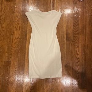 White ribbed windsor bodycon dress